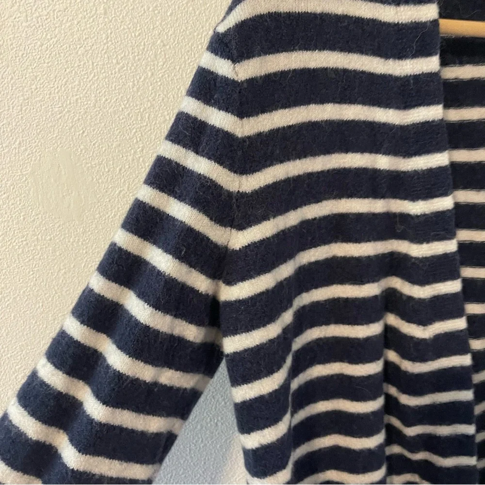 Madewell Cozy Walker Merino Wool Alpaca Open Long Cardigan Navy White Stripe-S